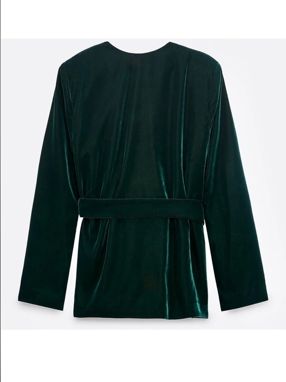 NWOT ZARA Green Velvet Belted Blazer - Picture 4 of 8